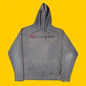 Champion Gray Hoodie Men’s XL Embroidered Logo Pullover Sweatshirt